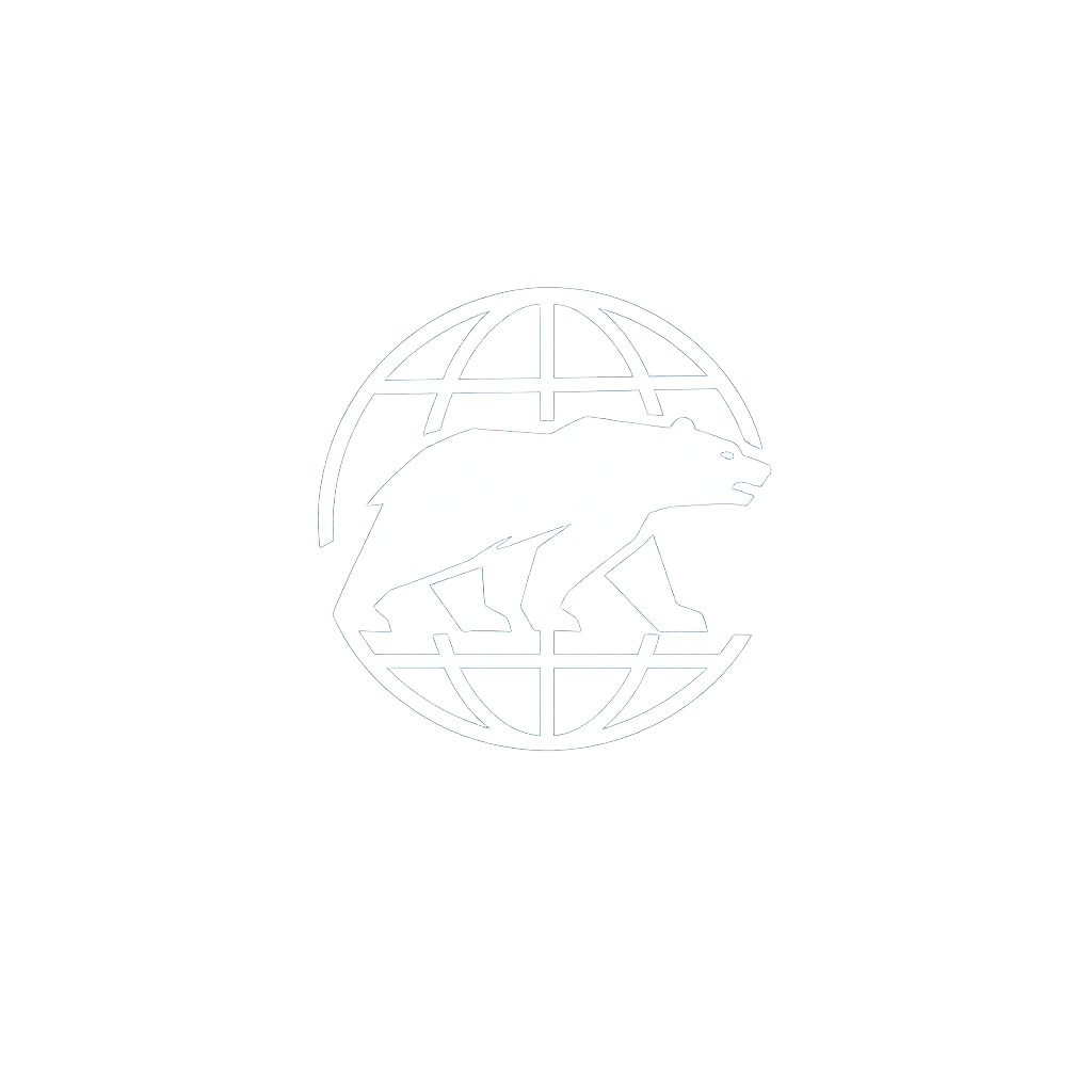 Bearstone bear and globe emblem